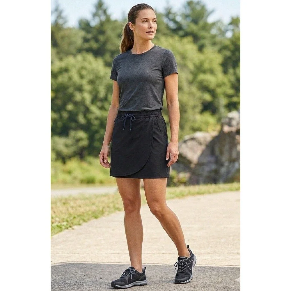 Eddie Bauer Women’s Tulip Hem Skort Black Large Hiking Travel Athletic Stretch